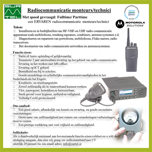 Vacature Radio Monteur V11 2023